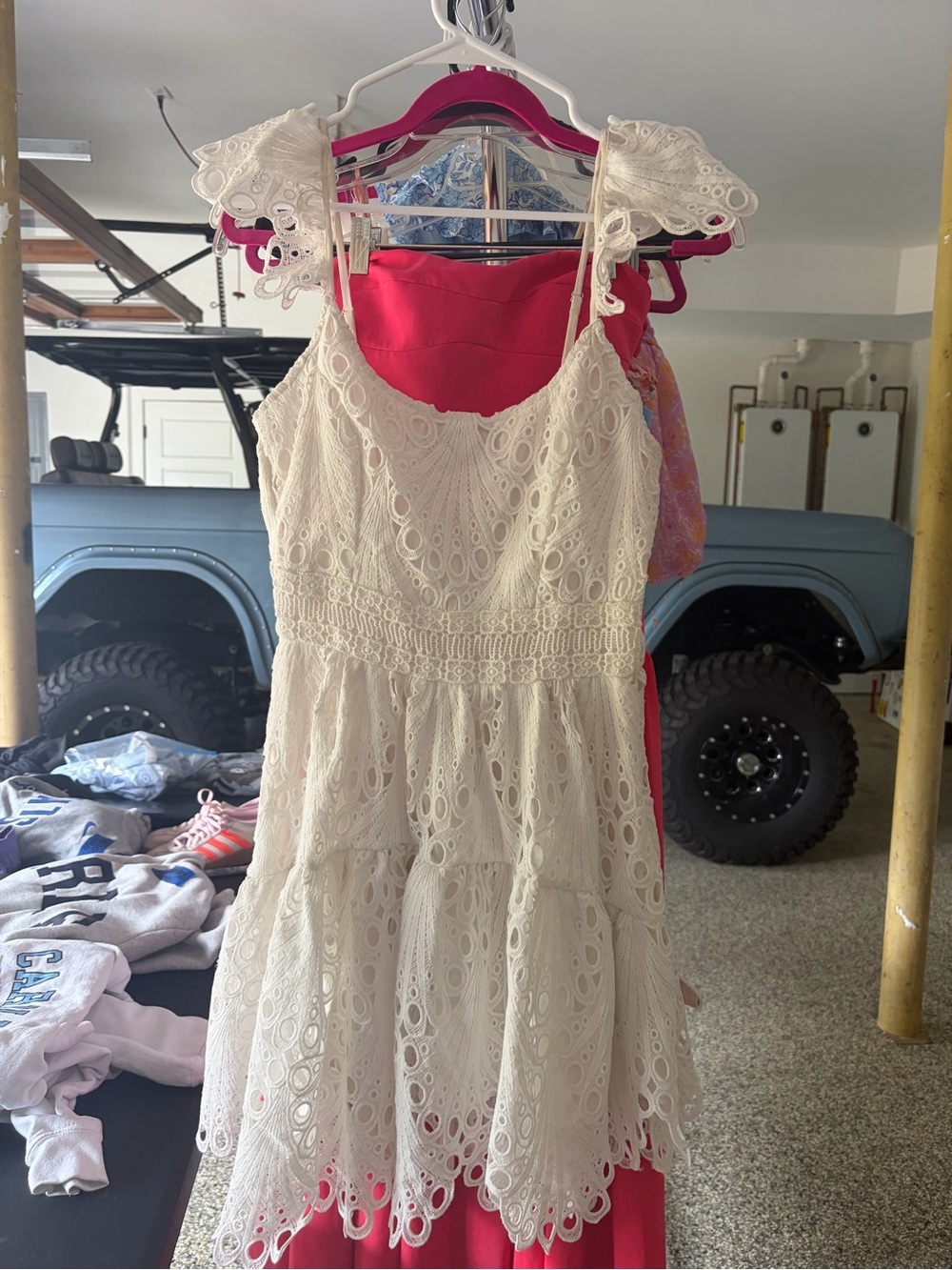 Ramy Brook White Lace Tiered Sundress